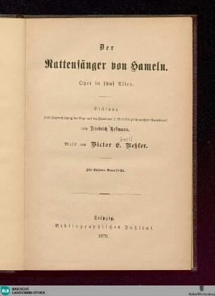 Der Rattenfänger von Hameln : Oper in fünf Akten