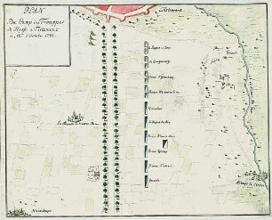 WHK 21 Österreichischer Sukzessionskrieg 1740-1748 bis zum Aachener Frieden: Plan des Feldlagers der Hessen bei Tirlemont, 12. Oktober 1742
