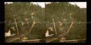 Eisenbahntunnel und Dampflock, zwischen Lauter und Aue