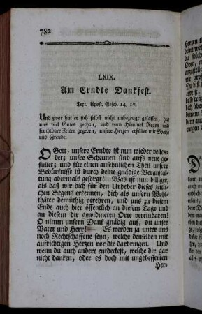 LXIX. Am Erndte Dankfest.