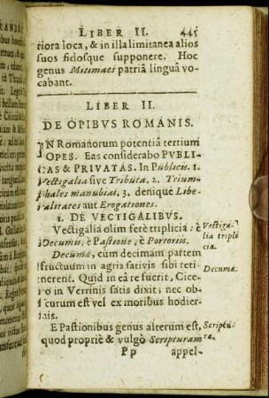 Liber II. De Opibus Romanis.