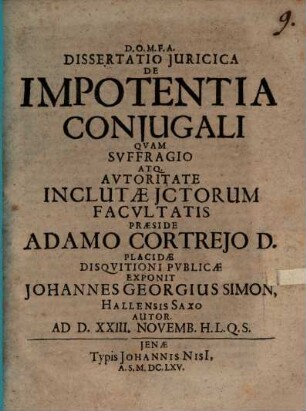 Diss. iur. de impotentia coniugali