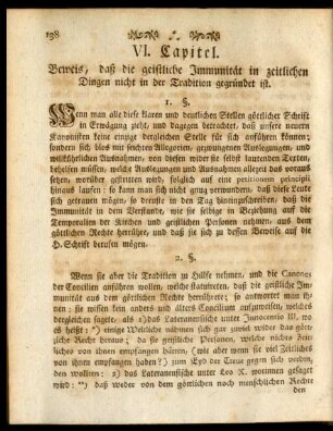 VI. Capitel. Beweis, daß die geistliche Immunität in zeitlichen Dingen nicht in der Tradition gegründet ist