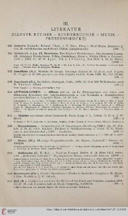 III. Literatur (Nr.260-475)