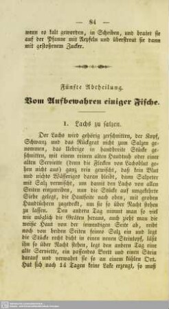 Fünfte Abtheilung. Vom Aufbewahren einiger Fische