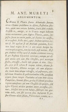 M. Ant. Mureti Argumentum