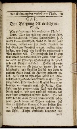 Cap. II. Von Ersetzung der verlohrnen Nase.