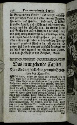 Das neunzehende Capitel. Von Andachts-Uebungen und Gebettern der Kranken.