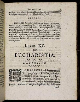 Locus XV. De Eucharistia.