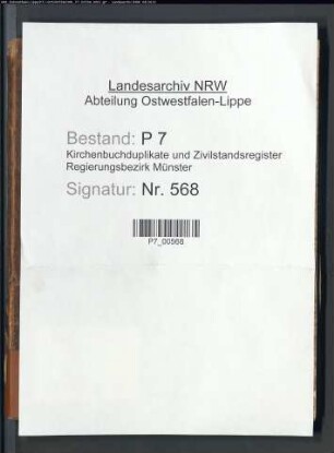 Zivilstandsregister der Gemeinde Bork (G 1812). (Gemeinde: Bork, Kreis Lüdinghausen)