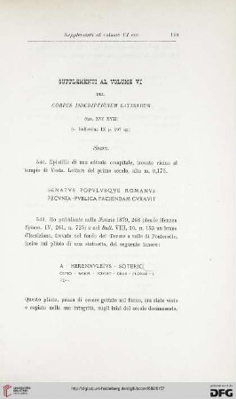 10: Supplementi al volume VI del Corpus Inscriptionum Latinarum, [7]