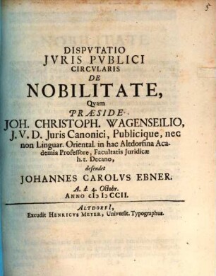 Disputatio iuris publici De nobilitate