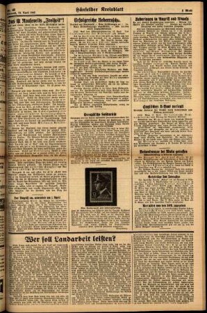 Zweite Ausgabe vom Mittwoch, den 15. April 1942.