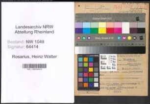 Entnazifizierung Heinz Walter Rosarius , geb. 03.06.1922 (Angestellter)