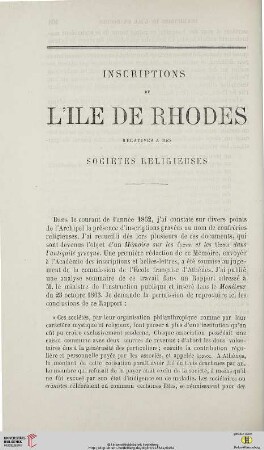 N.S. 10.1864: Inscriptions de l'île de Rhodes relatives à des sociétés religieuses
