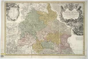 Karte von dem Herzogtum Oppeln, 1:220 000, Kupferstich, 1736