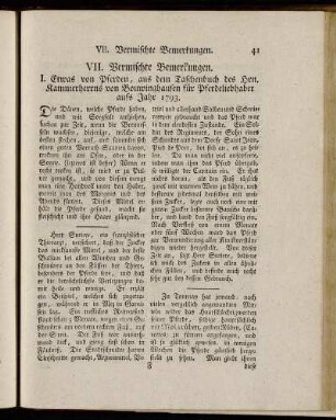 VII. Vermischte Bemerkungen