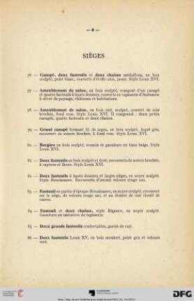 Sièges (Nr. 76-90)