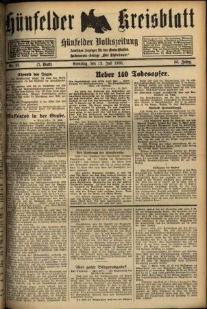 Erste Ausgabe vom Samstag, den 12. Juli 1930.