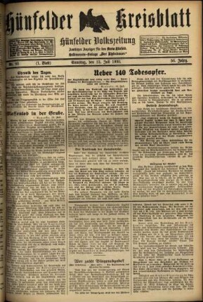 Erste Ausgabe vom Samstag, den 12. Juli 1930.
