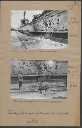 Wirkung einer Fliegerbombe in La Madeleine (Lille) 1915