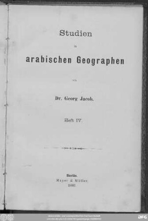 H. 4: Studien in arabischen Geographen