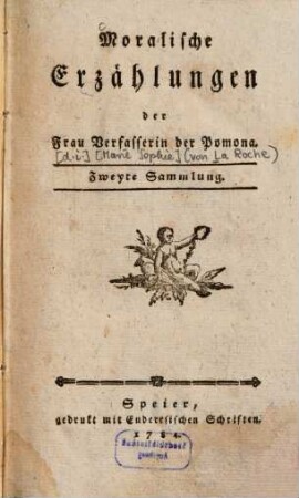 Moralische Erzählungen : der Frau Verfasserin der Pomona, 2.