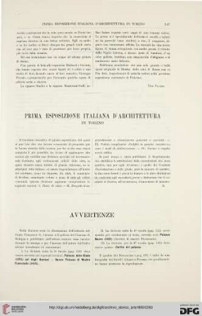 Prima esposizione italianna d'architettura in Torino