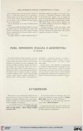 Prima esposizione italianna d'architettura in Torino