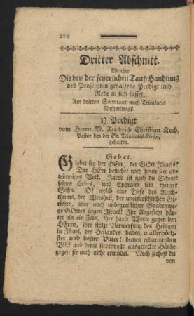 Dritter Abschnitt. Welcher Die bey der feyerlichen Tauf-Handlung ...