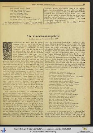 Alte Zimmermannssprüche (Ergebnis unseres Preisausschreibens 1927).