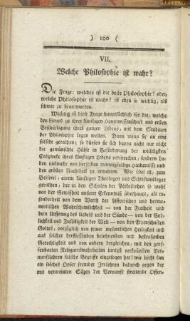 VII. Welche Philosophie ist wahr?