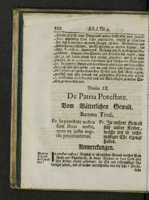 Titulus IX. De patria potestate.