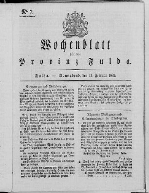 Nr. 7, Ausgabe vom 15. Februar 1834