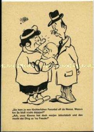 Postkarte mit Karikatur aus der Berliner Zeitung