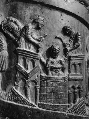 Johannes der Täufer wird ins Gefängnis geworfen, Bernwardsäule, Dom zu Hildesheim