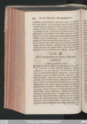 Cap. III. De propagatione et statu religionis publicae.