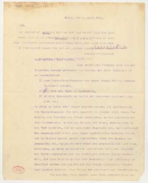Brief an Bernhard Sekles : 02.04.1921
