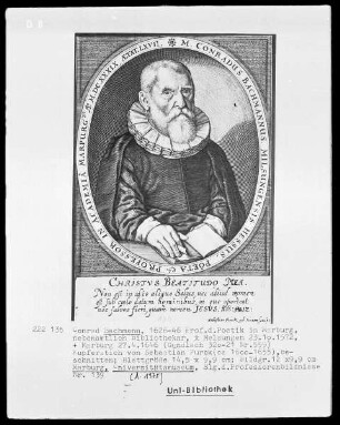 Conrad Bachmann, 1626-1646Professor der Poetik in Marburg