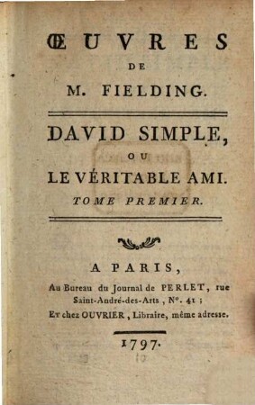 David Simple, Ou Le Véritable Ami, 1