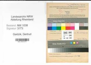 Entnazifizierung Gertrud Gaidzik , geb. 09.09.1907 ()