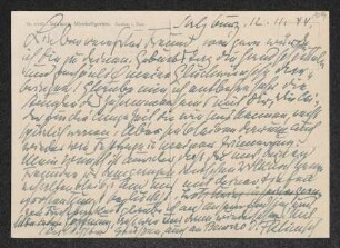 Brief von Irma Klimsch an Gerhart Hauptmann