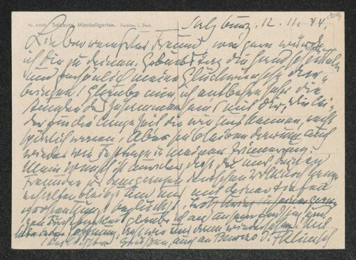 Brief von Irma Klimsch an Gerhart Hauptmann
