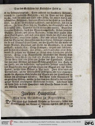 Zweyter Haupttitul. Von dem Reichstag zu Regenspurg