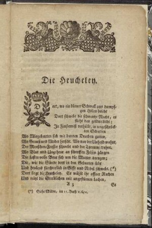 Die Heucheley. Eine Rede.
