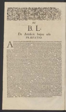 Ad B. L. De Artificii huius usu Praefatio.