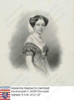 Marie Königin v. Hannover geb. Prinzessin v. Sachsen-Altenburg (1818-1907) / Porträt, linksgewandte, vorblickende Halbfigur