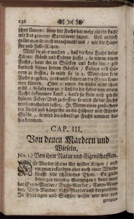 CAP. III. Von den Mardern und Wieseln