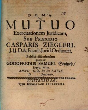 De mutuo exercitatio iur.