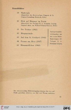 Kunstblätter (Nr. 39-45)